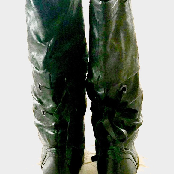 NWOT Steve Madden Black Leather Slouch Boots - Picture 2 of 8